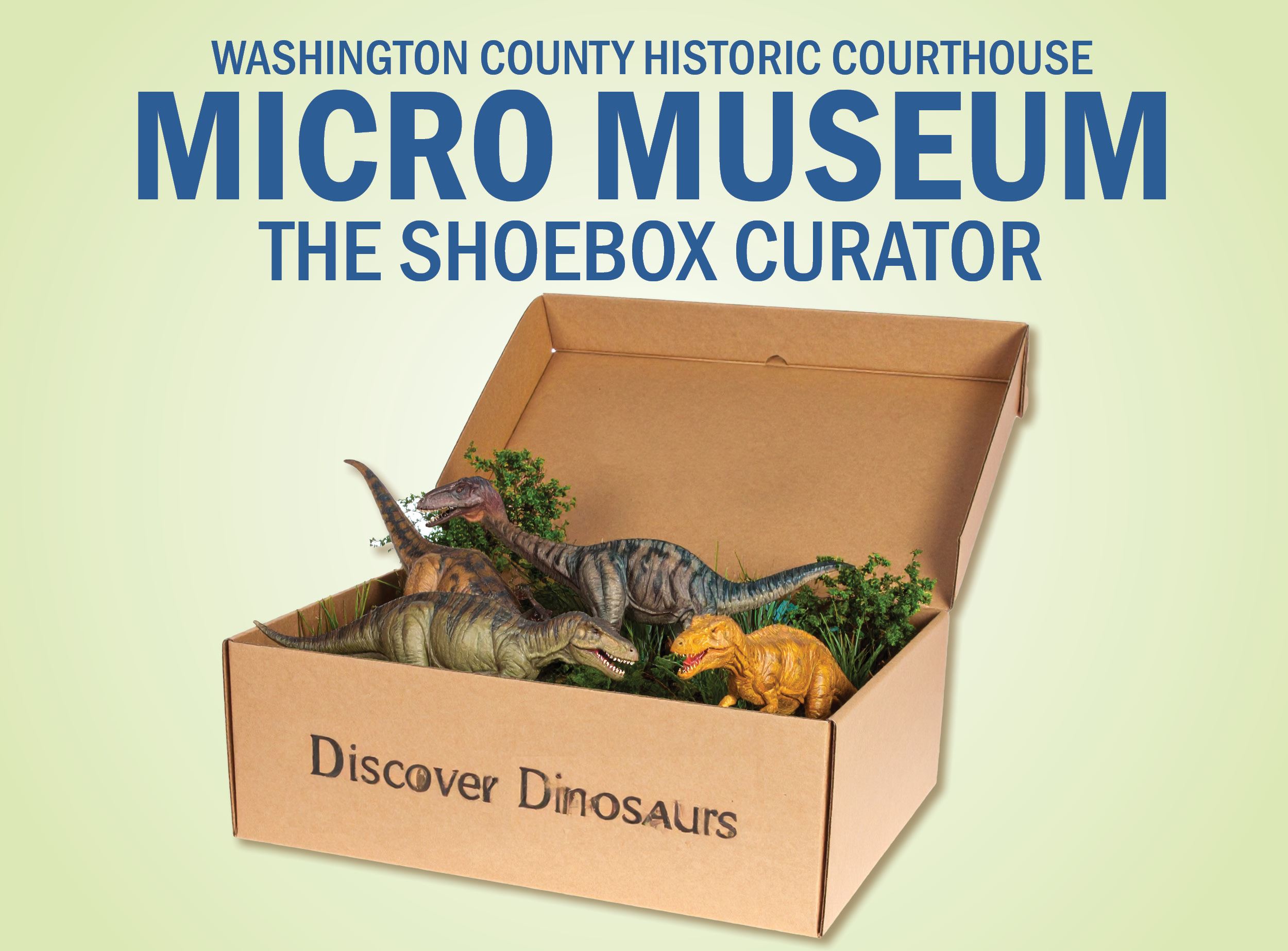 Promotional graphic featuring a shoebox labeled 'Micro Museum' surrounded by multiple small fi