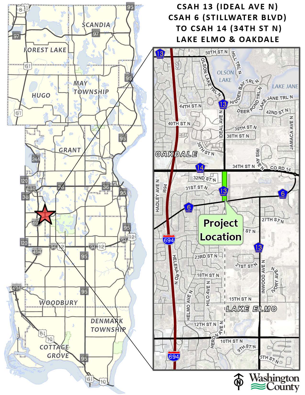 CSAH 13 Location Map - CSAH 6 to CSAH 14